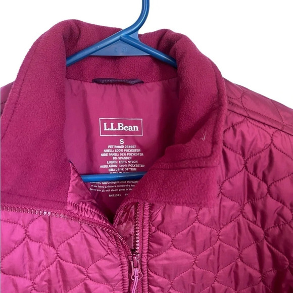 L.L. Bean Maroon Nylon Zip up Lined insulated Jacket size Small - Picture 2 of 5